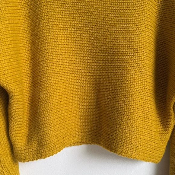 Jack by BB Dakota Talk Mustard Yellow Cropped Knit Sweater, Small - Picture 8 of 10